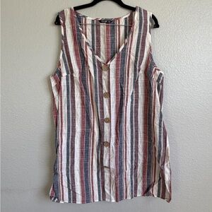 SHEIN Multicolor Striped Button-Down Sleeveless Shirt